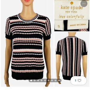 Kate Spade, New York black stripes, short sleeve sweater size women’s medium
